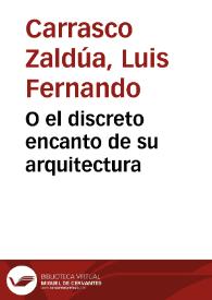 Portada:O el discreto encanto de su arquitectura
