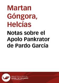 Portada:Notas sobre el Apolo Pankrator de Pardo García