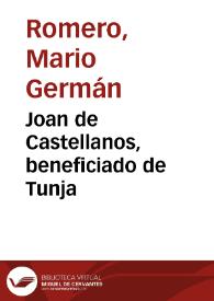 Portada:Joan de Castellanos, beneficiado de Tunja