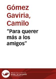 Portada:“Para querer más a los amigos”