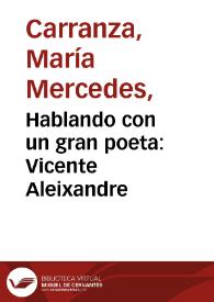 Portada:Hablando con un gran poeta: Vicente Aleixandre
