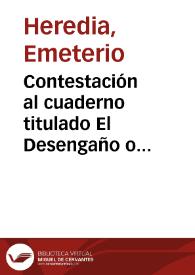 Portada:Contestación al cuaderno titulado El Desengaño o Confidencias de Ambrosio López, etc.