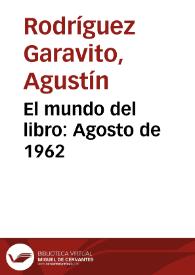 Portada:El mundo del libro: Agosto de 1962