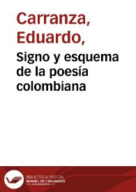 Portada:Signo y esquema de la  poesía colombiana