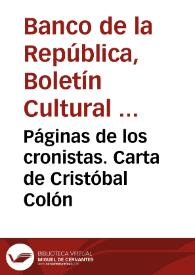 Portada:Páginas de los cronistas. Carta de Cristóbal Colón