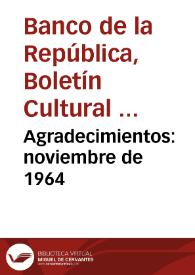 Portada:Agradecimientos: noviembre de 1964