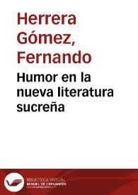 Portada:Humor en la nueva literatura sucreña