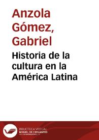 Portada:Historia de la cultura en  la América Latina