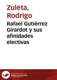 Portada:Rafael Gutiérrez Girardot y sus afinidades electivas