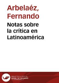Portada:Notas sobre la crítica en Latinoamérica