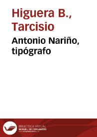 Portada:Antonio Nariño, tipógrafo