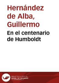 Portada:En el centenario de Humboldt