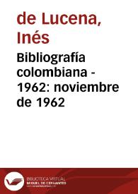 Portada:Bibliografía colombiana - 1962: noviembre de 1962