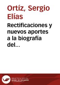 Portada:Rectificaciones y nuevos aportes a la biografía del general Manuel Roergas de Serviez