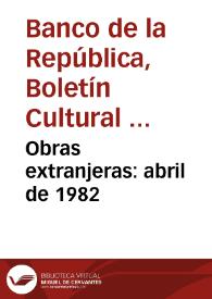 Portada:Obras extranjeras: abril de 1982