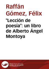 Portada:\"Lección de poesía\": un libro de Alberto Ángel Montoya