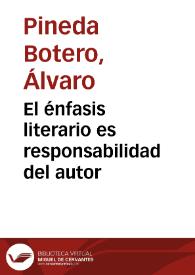 Portada:El énfasis literario es responsabilidad del autor