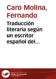 Portada:Traducción literaria según un escritor español del siglo XVI, Gonzalo Jiménez de Quesada descubridor del Nuevo Reino de Granada