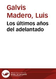 Portada:Los últimos años del adelantado