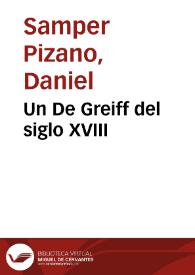 Portada:Un De Greiff del siglo XVIII