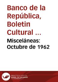 Portada:Misceláneas: Octubre de 1962