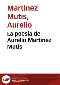 Portada:La poesía de Aurelio Martínez Mutis