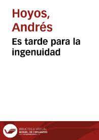 Portada:Es tarde para la ingenuidad