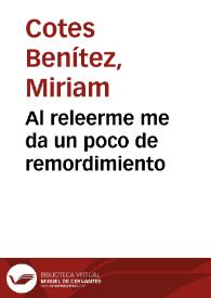 Portada:Al releerme me da un poco de remordimiento