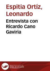 Portada:Entrevista con Ricardo Cano Gaviria