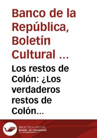 Portada:Los restos de Colón: ¿Los verdaderos restos de Colón dónde se hallarán?