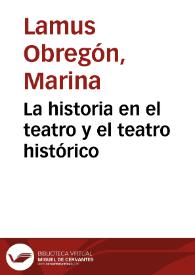 Portada:La historia en el teatro y el teatro histórico