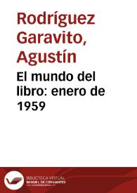 Portada:El mundo del libro: enero de 1959