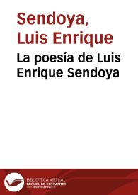 Portada:La poesía de Luis Enrique Sendoya