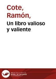 Portada:Un libro valioso y valiente