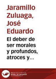 Portada:El deber de ser morales y profundos, atroces y simbólicos