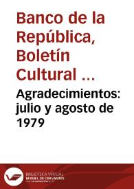 Portada:Agradecimientos: julio y agosto de 1979