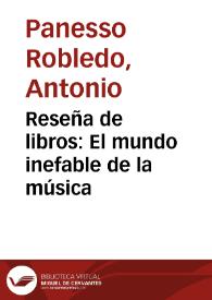 Portada:Reseña de libros: El mundo inefable de la música