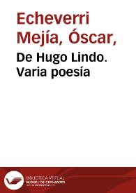 Portada:De Hugo Lindo. Varia poesía