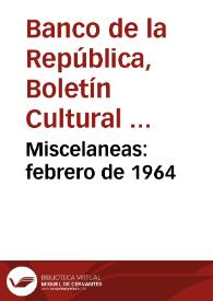 Portada:Miscelaneas: febrero de 1964