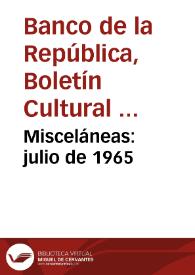 Portada:Misceláneas: julio de 1965