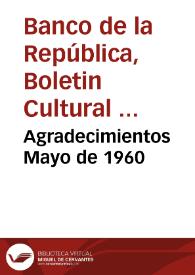 Portada:Agradecimientos Mayo de 1960