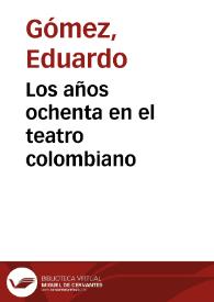 Portada:Los años ochenta en el teatro colombiano