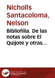 Portada:Bibliofilia. De las notas sobre El Quijote y otras consideraciones