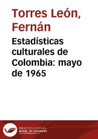 Portada:Estadísticas culturales de Colombia: mayo de 1965