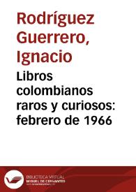 Portada:Libros colombianos raros y curiosos: febrero de 1966