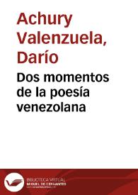 Portada:Dos momentos de la poesía venezolana