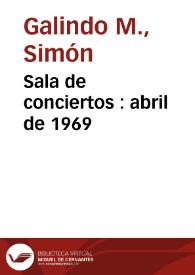 Portada:Sala de conciertos : abril de 1969