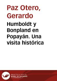 Portada:Humboldt y Bonpland en Popayán. Una visita histórica