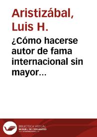 Portada:¿Cómo hacerse autor de fama internacional sin mayor esfuerzo?