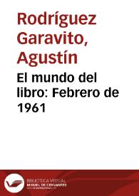 Portada:El mundo del libro: Febrero de 1961